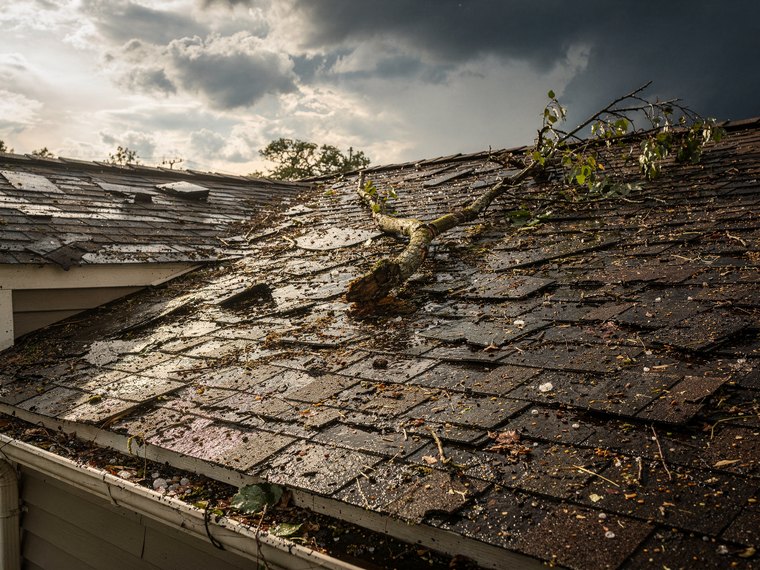 Storm and hail damage roof repair in The Woodlands, TX
